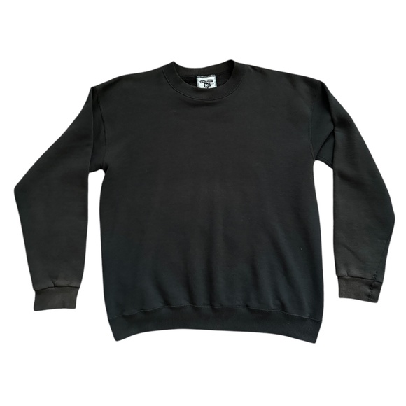 Vintage 90s LEE Heavyweight Thrashed Black Sweatshirt Made In USA - Picture 1 of 7